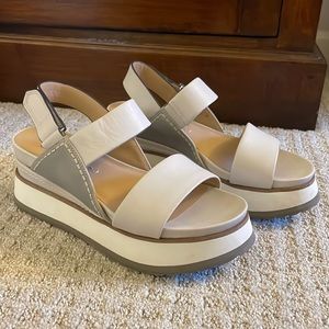Naked Feet Gray Wedges with Velcro closure, size 8.5